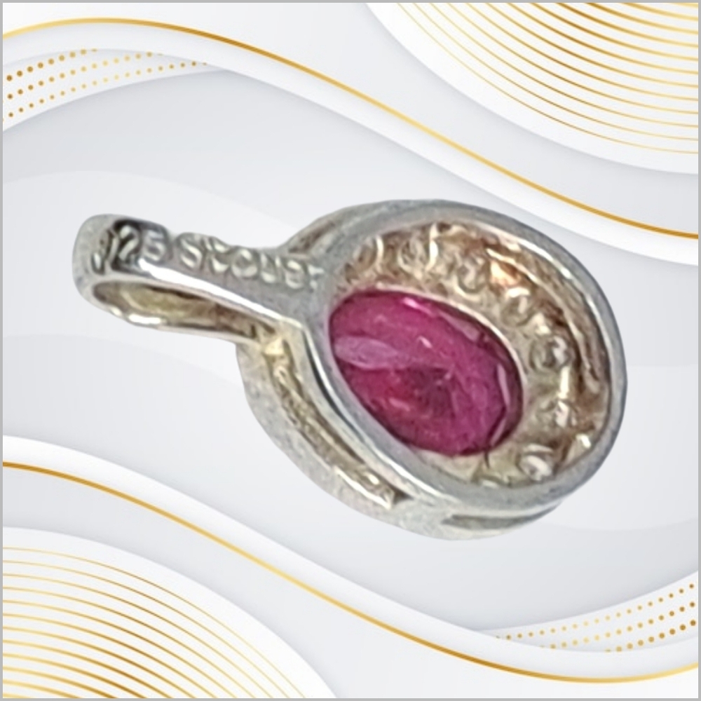 Stauer Italy ~ Sterling Silver Ruby Color CZ Stone Pendant - Picture 6 of 6